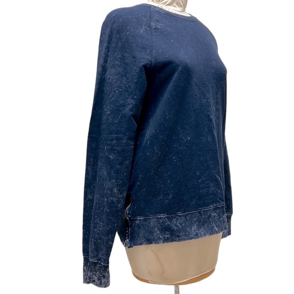 Decree Men’s Vintage Wash Blue Crewneck Sweater Tie Dye Zip Hem Casual M - Picture 5 of 11